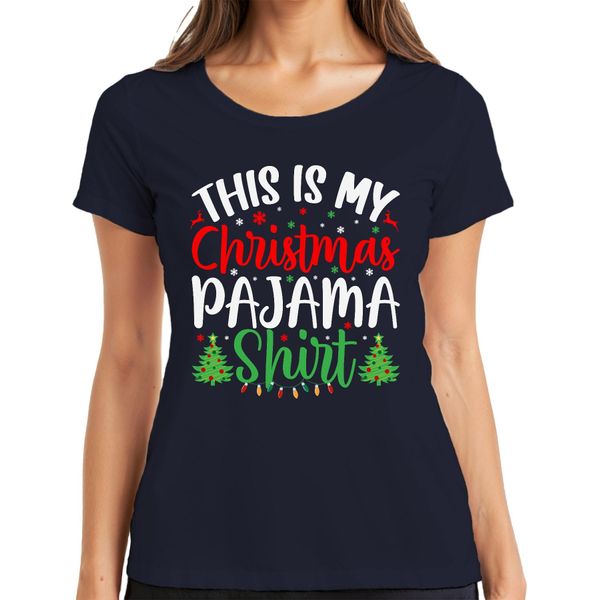 Questa è La Mia Maglietta Pigiama Di Natale Pigiama - Weihnachten Natale Damen Maglietta, Navy, Xxl-image
