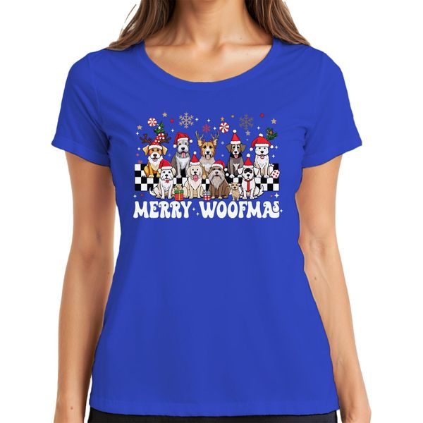 Maglietta Da Donna Merry Woofmas Dog Owner - Christmas Xmas Christmas, Blu, L-image