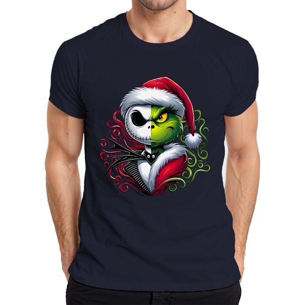 Maglietta Da Uomo Nightmare Before Christmas Grinch Skeleton - Christmas Xmas, Navy, M-image