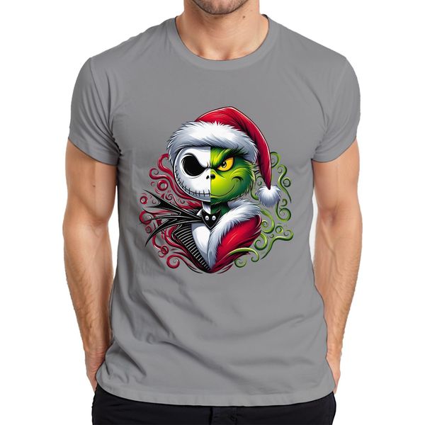 Maglietta Da Uomo Nightmare Before Christmas Grinch Skeleton - Christmas Xmas, Grigio, S-image