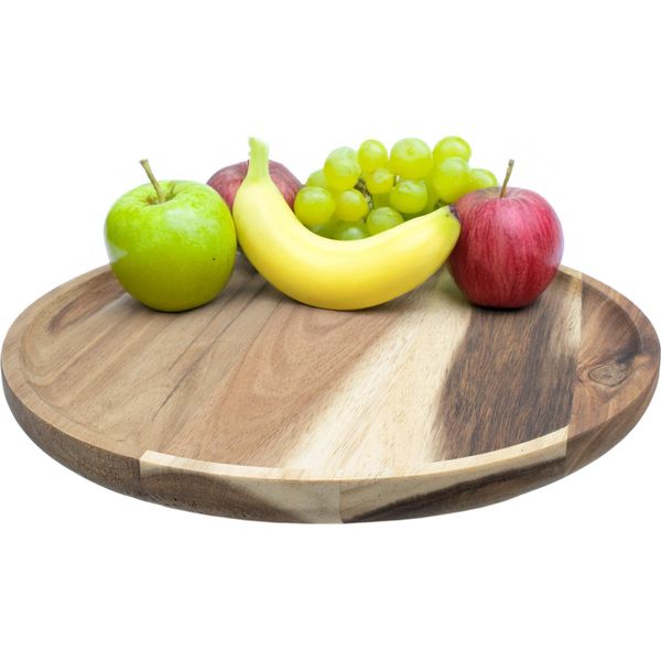 1.04 Piatto Da Portata In Legno Di Acacia Per Alimenti - Ø 29 X 2 Cm Circa - Piatto Da Portata Decorativo Rotondo-image