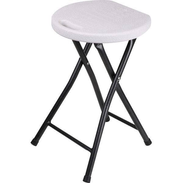 2.03 Sgabello Pieghevole In Metallo / Plastica - Circa 45X30X30 Cm - Colore Struttura: Grigio / Seduta: Bianco (Sgabello)-image