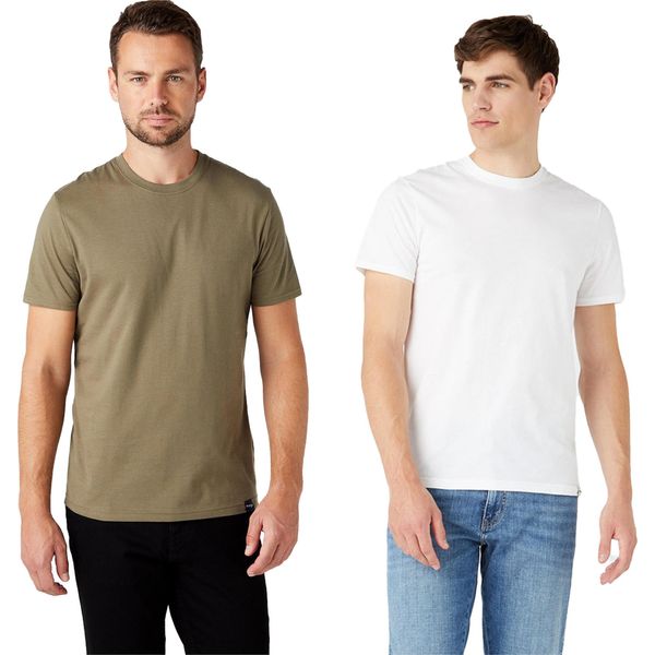 Wrangler Uomo, Maglietta Ss 2 Pack Tee, M, Bianco, Sport, Tshirt, Camicia-image