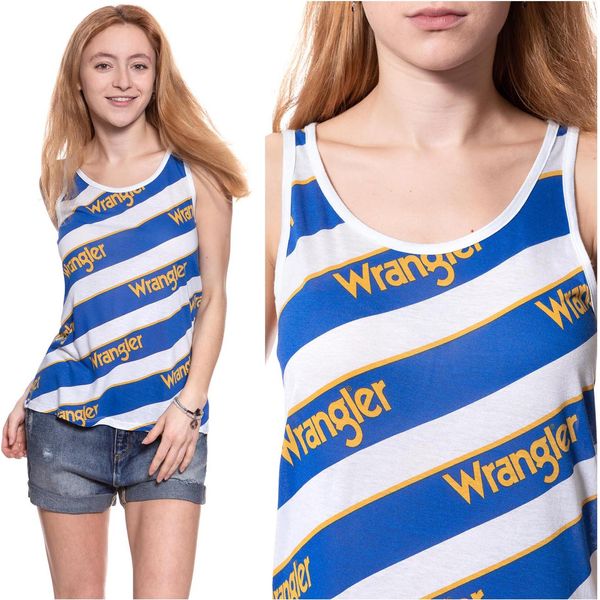 Wrangler Damen, Maglietta B&Y Allover Tank, S, Blau, Sport, Tshirt, Camicia-image