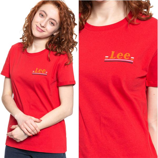 Lee Damen, Maglietta Chest Logo Tee, Xs, Rot, Sport, Tshirt, Camicia-image