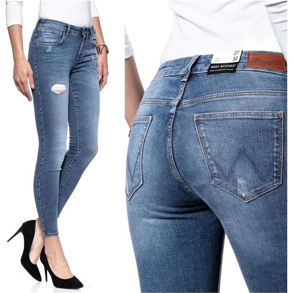 Wrangler, Jeans Da Donna, Skinny Fit, Skinny Crop, W25 L32, Blau, Jeans, Baggyjeans, Buggy-image