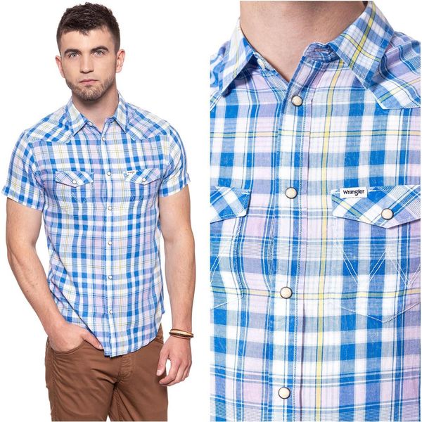Camicia Manica Corta Wrangler Ss Western Shirt Turkic Sea W5A246D86 112130000-image