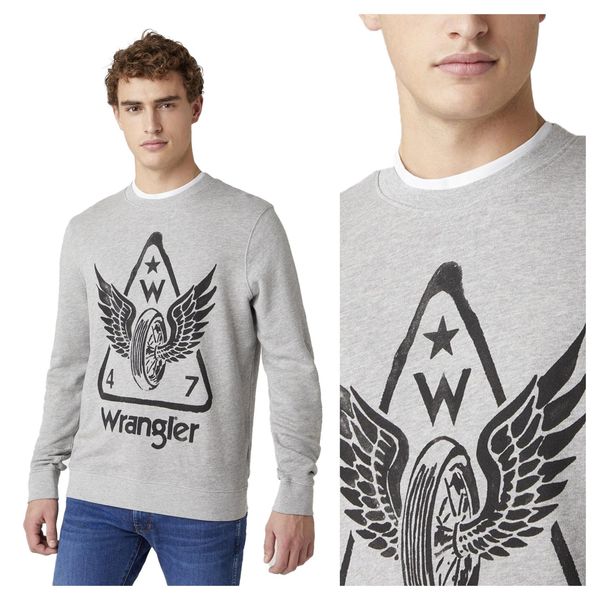 Wrangler Herren, Felpa Graphic Crew Mid, Xl, Grau, Ralph, Lauren, Pullover-image
