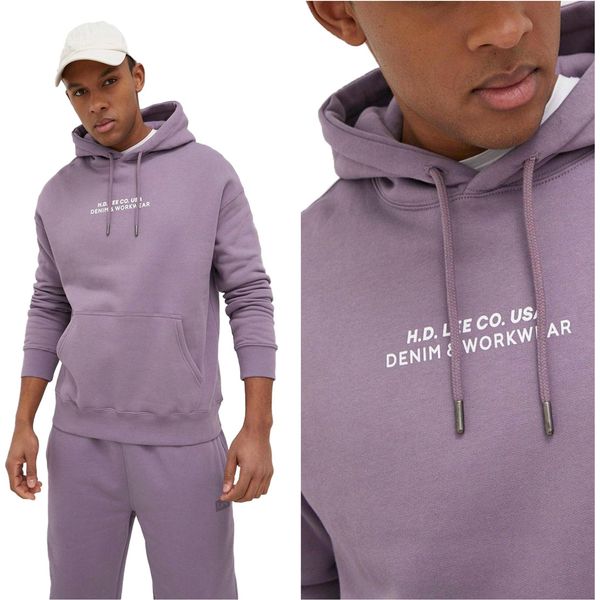 Lee Herren, Felpa Logo Loose Hoodie, Xxl, Lila, Kapuzenpullover, , Felpa Con Cappuccio-image