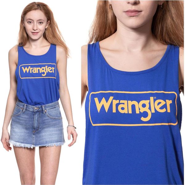 Wrangler Damen, Maglietta B&Y Kabel Tank, M, Blau, Sport, Tshirt, Camicia-image