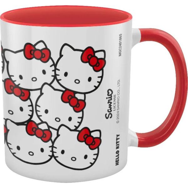 Hello Kitty - Tazza Da Caffè "Many Kittys"", Interno Bicolore PM10965 (Taglia Unica) (Bianco/Rosso)"-image