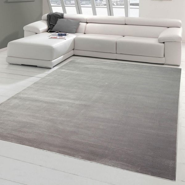 Tappeto Moderno A Pelo Corto Tappeto Di Design Uni Grey Dimensioni - 80 X 150 Cm-image