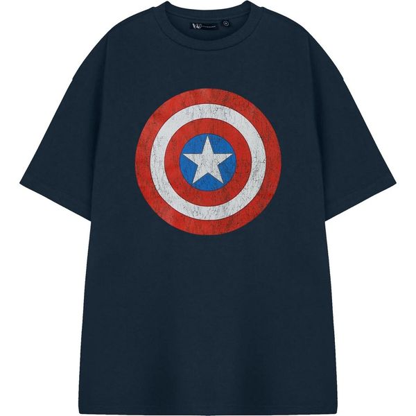 Captain America - Maglietta Da Uomo A Maniche Corte NS8539 (L) (Blu Navy)-image