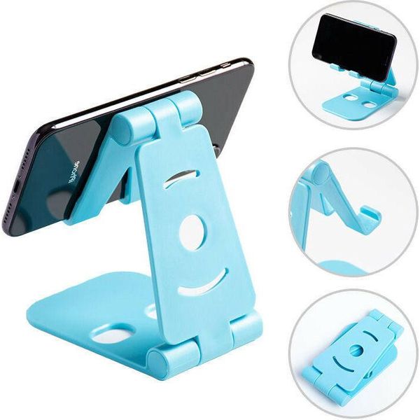 Supporto Creativo Per Telefono Cellulare Da Tavolo Doppio Pieghevole Per Tablet Portatile Blu-image