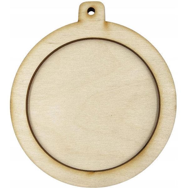 Palla Di Legno Con Cornice Ciondolo In Legno Palla Di Natale Per Decorazioni Palla 10 Cm-image