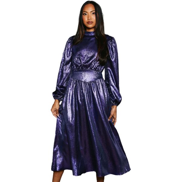 Principles - Abito Midi Donna Con Dettaglio In Vita DH7870 (38 It) (Blu Navy)-image