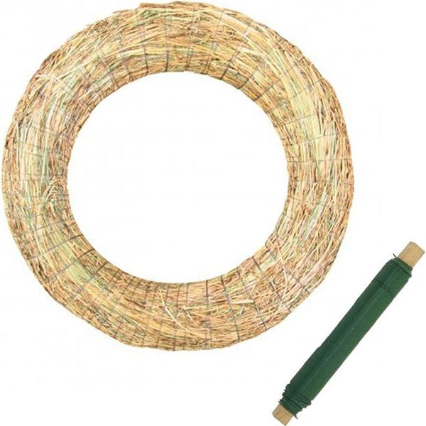 Ghirlanda Di Paglia 25/4 Vuota Per Progetti Creativi Per L'avvento + Filo Di Avvolgimento - Perfetta Per I Vostri Progetti Fai Da Te!-image