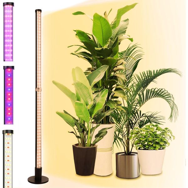 80Cm Lampada Per Piante Led A Spettro Completo 3 Modalità Di Luce Luci Per Piante Lampada Da Pavimento Luci Per Piante Da Appartamento Con Timer-image