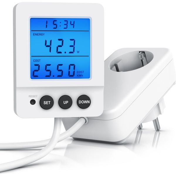 Contatore Digitale Dei Costi Energetici Bearware, Contatore Di Elettricità, Presa Per Contatore Di Elettricità, Contatore Di Consumo Di Elettricità, Display Separato Cablato, 3680 Watt, Illuminato A Led-image
