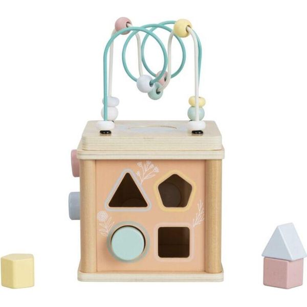 Cubo Delle Abilità Motorie: Cubo Di Attività In Legno Con Piccoli Animali-image