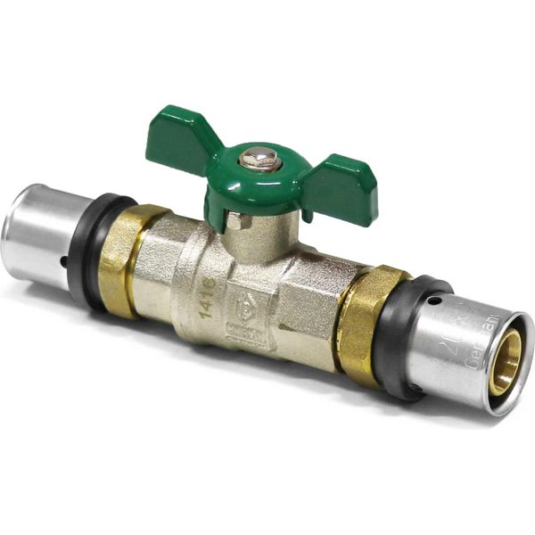 Pipetec Press Dvgw Valvola A Sfera In Alluminio Tubo Composito 26 X 3 Mm Maniglia Ad Alette Verde, Incl. Maniglia A Leva : 26 X 3 Mm Dimensione: 26 X 3 Mm-image