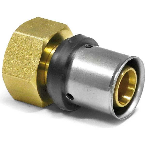 Raccordo Di Transizione A Pressare Pipetec Monoblocco Con Filettatura Femmina Da 1/2" Su Tubo Composito In Alluminio 20 X 2 Mm : 20 X 2 Mm - 1/2 Pollice Dimensione: 20 X 2 Mm - 1/2 Pollice"-image
