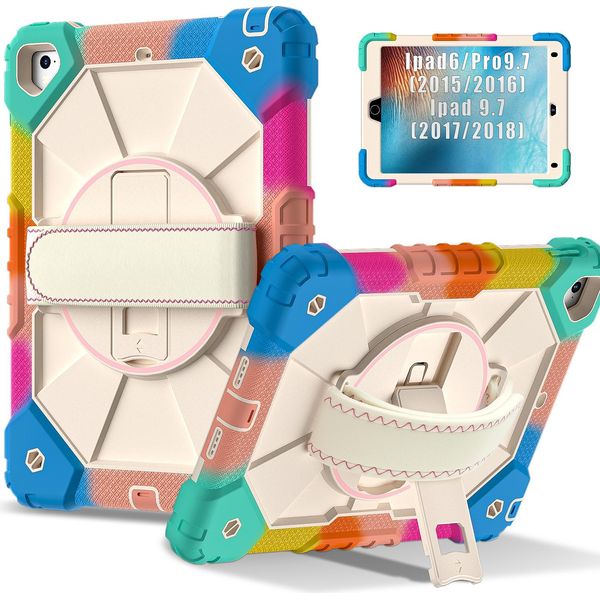 Custodia Per Ipad 9,7 6A/5A Generazione 2018/2017, Custodia Per Tablet Con Cinturino Girevole A 360° E Supporto Bunt Pink-image