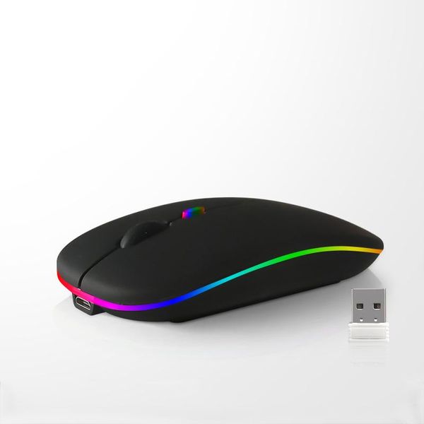 Inf Mouse Wireless - Doppia Modalità 2.4G + Bluetooth, Nero Illuminato-image