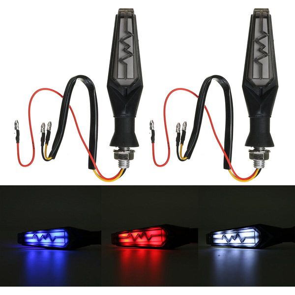 Coppia Di Indicatori Di Direzione Universali Per Motocicli Led Indicatore Drl Freno Lampada Flash - Bianco-image