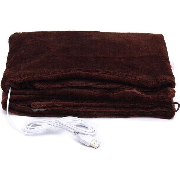 Usb Stick Powered Morbido Riscaldato Scialle Elettrico Riscaldamento Coperta Inverno Pad - Caffè-image