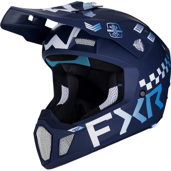 Casco Motocross Fxr Clutch Gladiator 2024, Blu/Bianco/Blu, M (57/58)-image