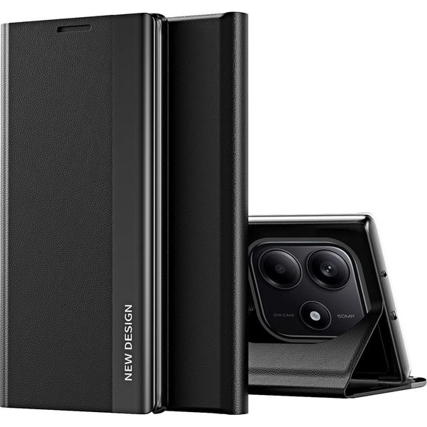 Custodia Per Xiaomi Redmi Note 14 5G, Custodia Magnetica In Finto Cuoio Con Funzione Stand Nero-image