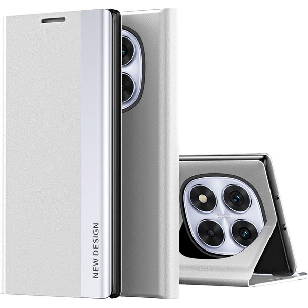 Custodia Per Xiaomi Redmi Note 14 Pro 5G, Custodia Magnetica In Finto Cuoio Con Funzione Stand Bianco-image