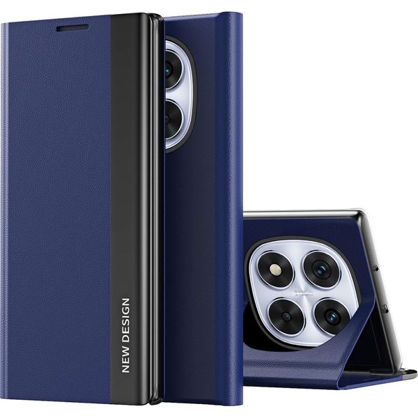 Custodia Per Xiaomi Redmi Note 14 Pro 5G, Custodia Magnetica In Finto Cuoio Con Funzione Stand Blu Scuro-image