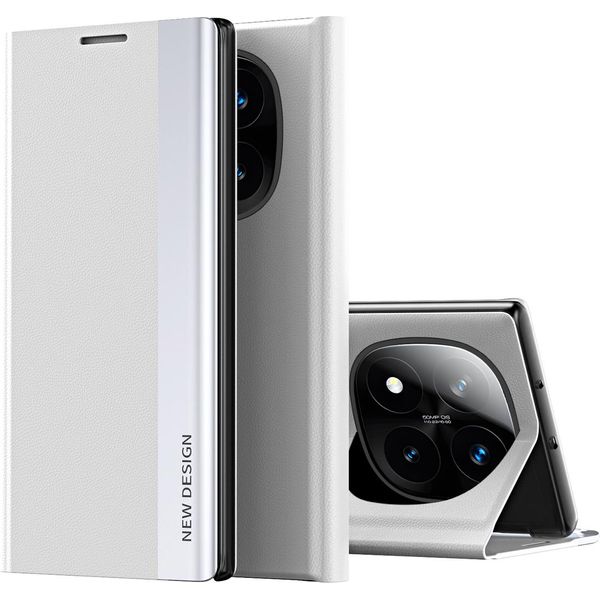 Custodia Per Xiaomi Redmi Note 14 Pro+ 5G, Custodia Magnetica In Finto Cuoio Con Funzione Stand Bianco-image