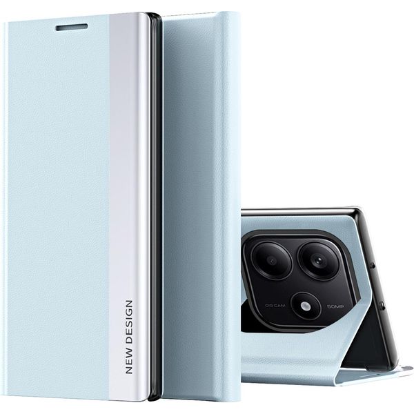Custodia Per Xiaomi Redmi Note 14 5G, Custodia Magnetica In Finto Cuoio Con Funzione Stand Blu-image