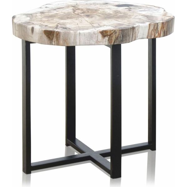 Tavolino Casa Padrino Con Piano In Legno Pietrificato H. 45 Cm - Mobili-image