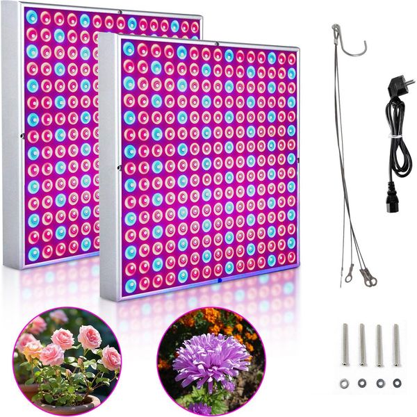 Clanmacy 2PCS Lampada Per Piante Led, 15W Con 225 Led Rossi E Blu Luce Per Piante, Lampada Di Crescita Led, Luci Di Crescita Per Piante Da Appartamento, Fiori In Giardino-image