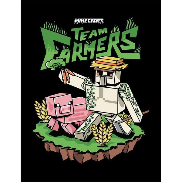 Minecraft - Poster Con Cornice "Team Farmers"", Stampato PM11113 (Taglia Unica) (Grigio/Rosa/Verde)"-image