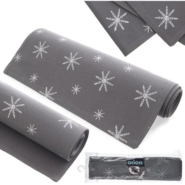 Orion Tovaglia Runner Tovaglia Runner Natalizio Grigio Snowflocks 130X32 Cm-image