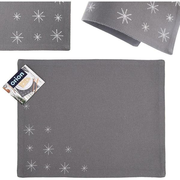 Tappetino Per Piatti Orion Tappetino Da Tavolo In Cotone Grigio Natale Snow Flocks 33,5X26 Cm-image