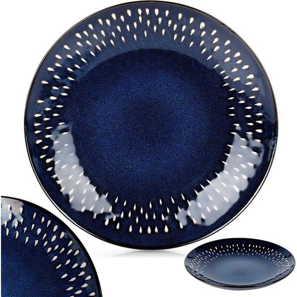 Piatto In Ceramica Piatto Da Dessert Piatto Piano Piatto In Ceramica Blu Scuro 22 Cm-image
