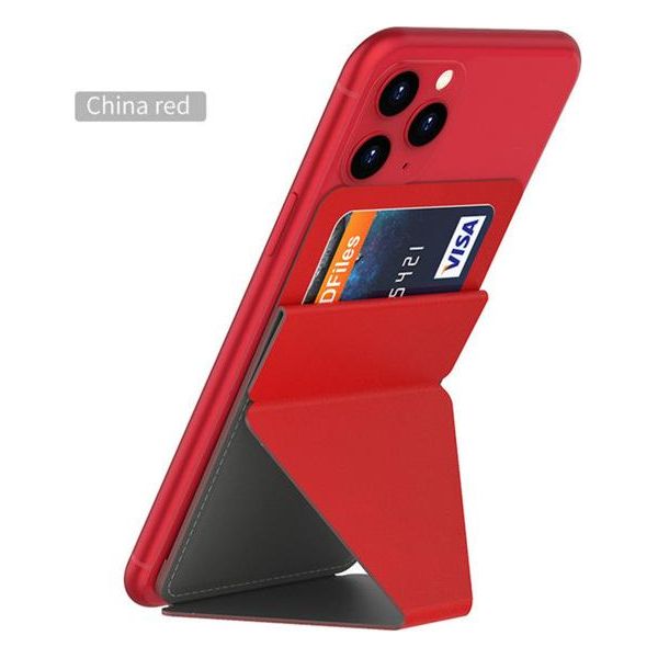 Adesivo Supporto Invisibile Per Telefono Cellulare Supporto Per Telefono Cellulare Pieghevole Supporto Da Scrivania Per Smartphone Fibbia Magnetica Ad Anello Rosso-image