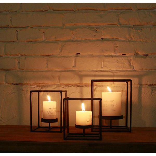 Iron Art Candle Holder Black Hollow Out Candelabra Candle Holder Candle Holder Candle Home Decor - M-image