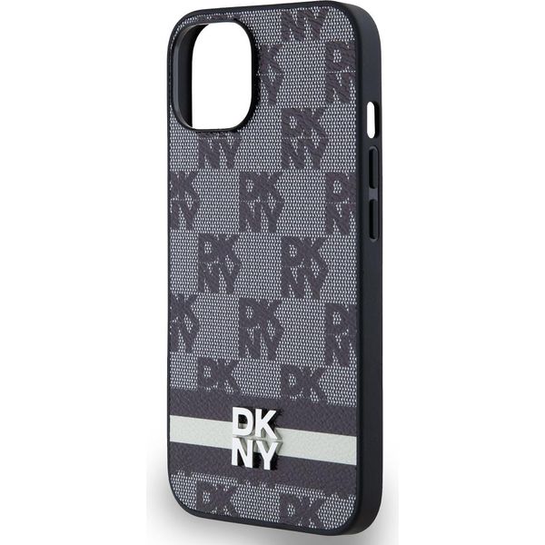 Dkny, Custodia Elegante Per Iphone 13 Con Motivo A Scacchi E Strisce, Nero-image