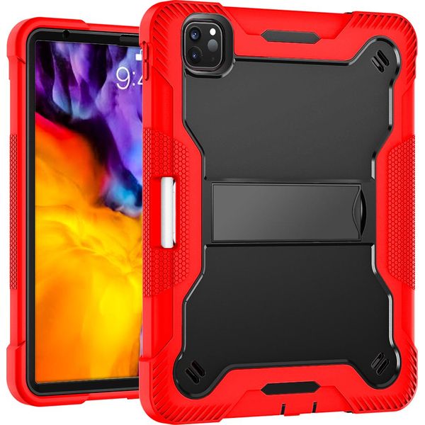 Custodia Per Ipad Air 5 /Air 4 /Ipad Pro 11 2022/2021/2020/2018, Ipad 10.9, Custodia Protettiva Ibrida Rugged Per Tablet Con Supporto Rosso-image