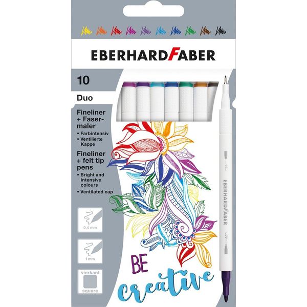 Eberhard Faber 551510 Eberhard Faber Duo Fineliner E Matita In Fibra, Confezione Da 10 Pezzi-image