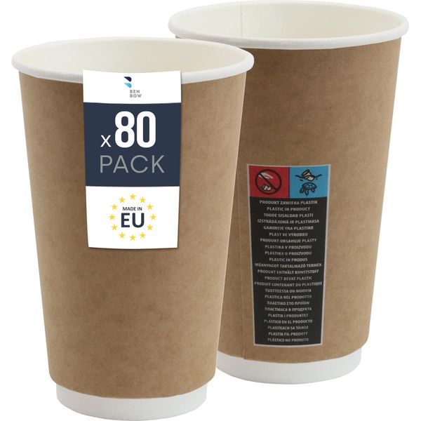 Tazza Termica In Carta 80X - Tazza Monouso Da 400 Ml Per Bevande Calde Come Caffè, Tè E Vin Brulé-image