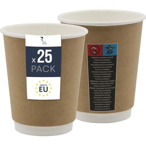Tazza Termica In Carta 25X - Tazza Monouso Da 300 Ml Per Bevande Calde Come Caffè, Tè E Vin Brulé-image