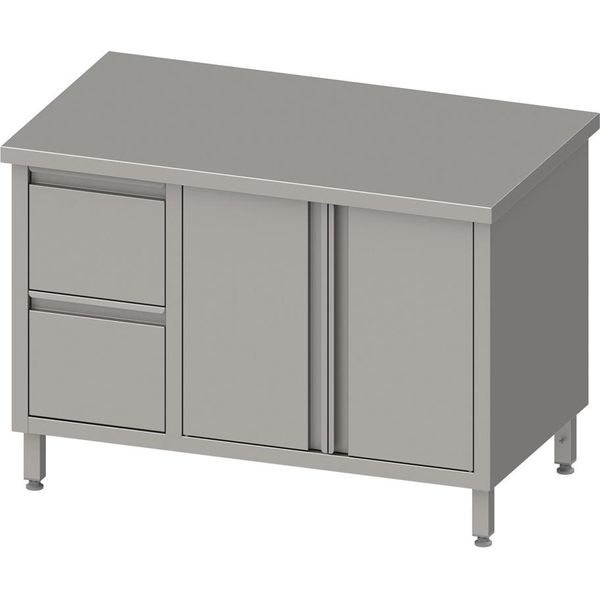 Armadio Da Lavoro Con Ante A Battente, 1800X600X850 Mm, Con 2 Cassettiere A Sinistra, Senza Supporto, Saldato-image